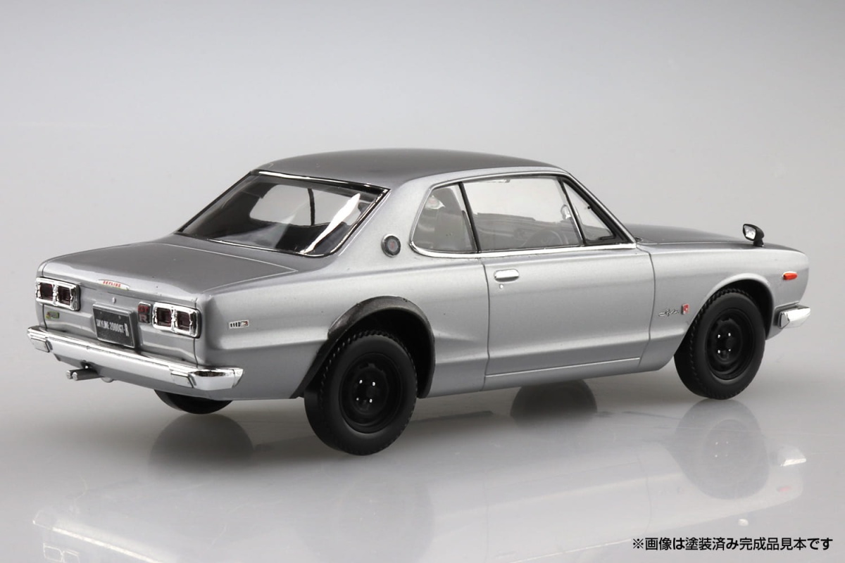 Zdjęcie dodatkowe produktu Nissan Skyline 2000 GT-R Silver SNAP KIT 1:32 Aoshima 058824