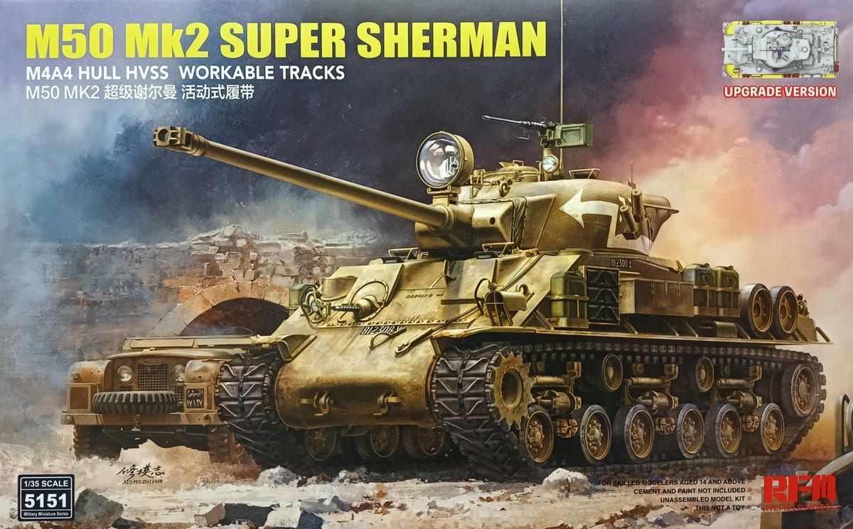 Zdjęcie Israeli Tank M50 Mk2 Super Sherman (M4A4 Hull HVSS) Upgrade Version 1:35 Rye Field Model 5151