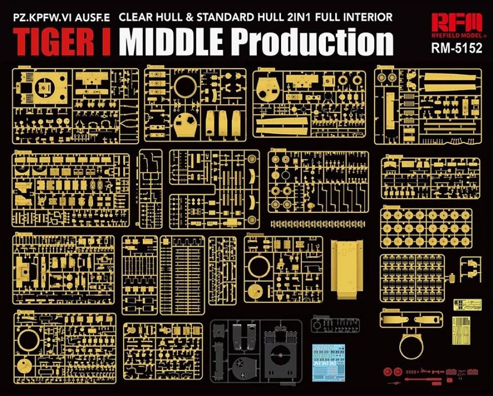 Zdjęcie Tiger I Mid Production z pełnym wnętrzem, przezroczystymi elementami i ruchomymi gąsienicami 1:35 Rye Field Model 5152