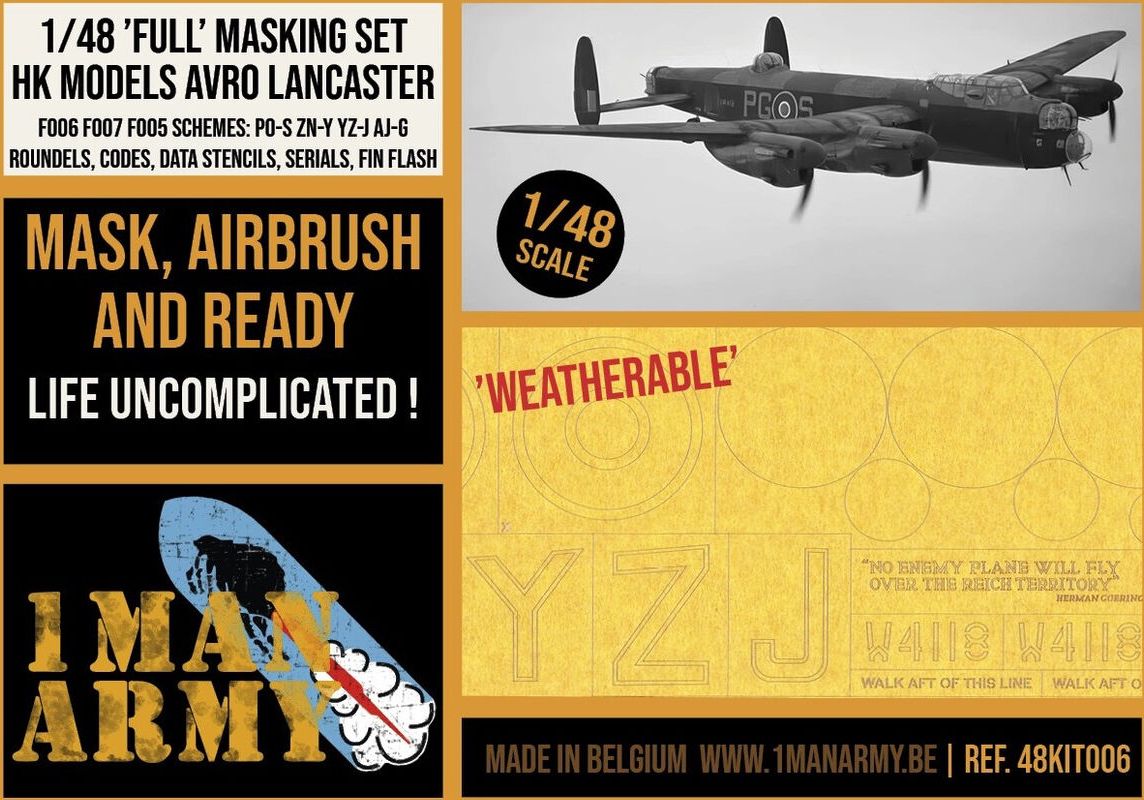 Zdjęcie Avro Lancaster Full Masking Set 1:48 1 Man Army 48KIT006