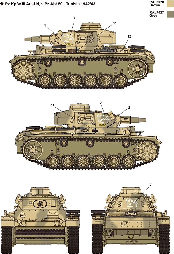 Zdjęcie German Panzer III Ausf. N "Afrika Korps" 1:35 Academy 13567