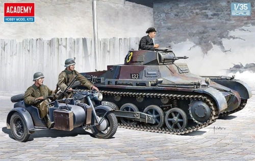German Panzer I Ausf.B and motorcycle 1:35 Academy 13556
