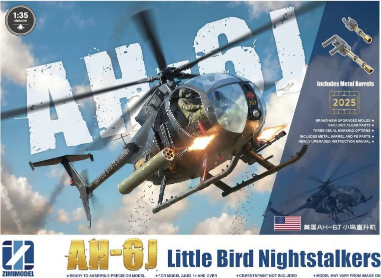 Zdjęcie AH-6J Little Bird Nightstalkers z metalowymi lufami 1:35 Kittyhawk 50001