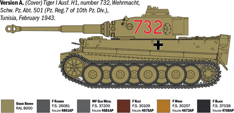 Zdjęcie Pz.Kpfw. VI Tiger I Ausf. H (tp) Early Production 1:35 Italeri 6767