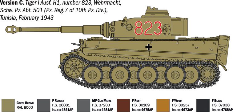 Zdjęcie Pz.Kpfw. VI Tiger I Ausf. H (tp) Early Production 1:35 Italeri 6767