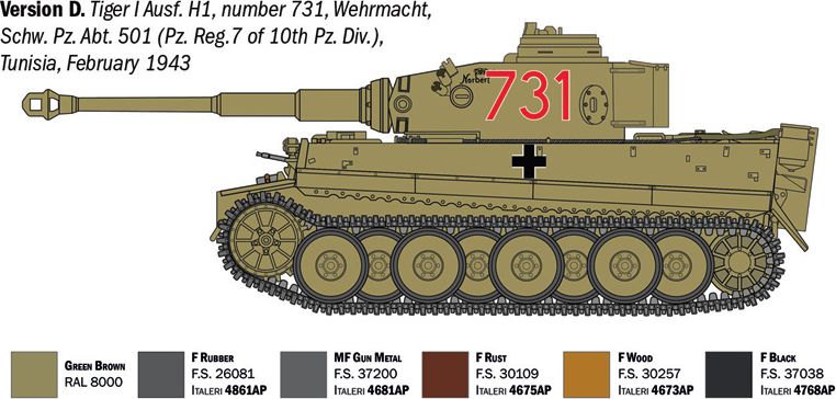 Zdjęcie Pz.Kpfw. VI Tiger I Ausf. H (tp) Early Production 1:35 Italeri 6767