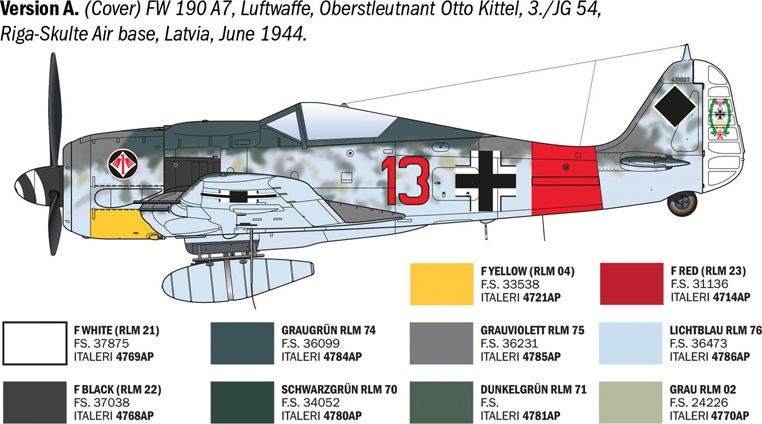 Zdjęcie Focke-Wulf Fw 190 A-7/A-8 WWII Aces 1:72 Italeri 1490
