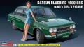 Zdjęcie Datsun Bluebird 1600 SSS z figurką dziewczyny z lat 60. 1:24 Hasegawa SP477