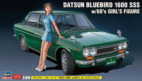Datsun Bluebird 1600 SSS with a 1960s girl figure 1:24 Hasegawa SP477