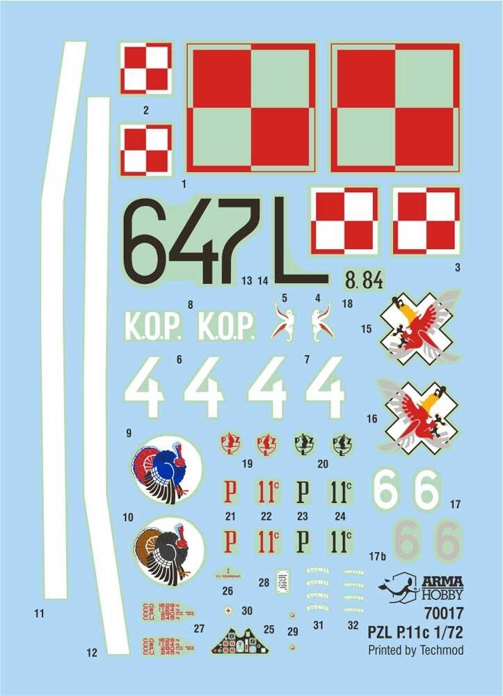 Zdjęcie dodatkowe produktu PZL P.11c Kresy Model Kit 1:72 Arma Hobby 70017