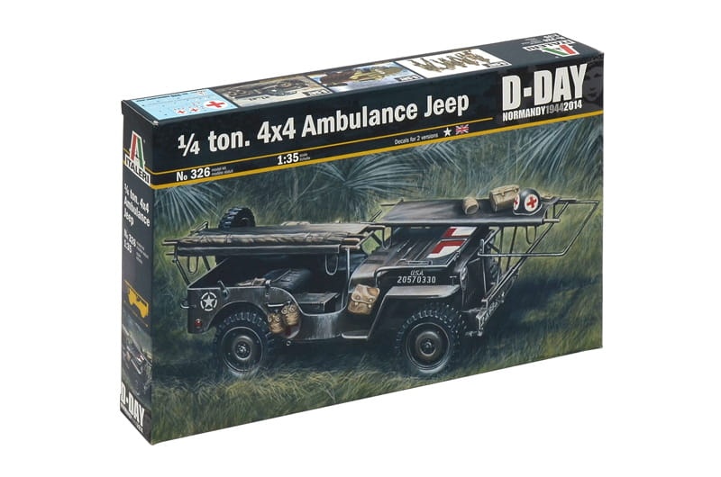 Zdjęcie główne produktu Jeep Ambulance 4x4 1/4 ton. 1:35 Italeri 326