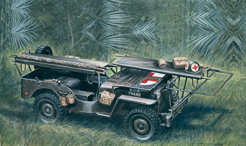 Zdjęcie dodatkowe produktu Jeep Ambulance 4x4 1/4 ton. 1:35 Italeri 326