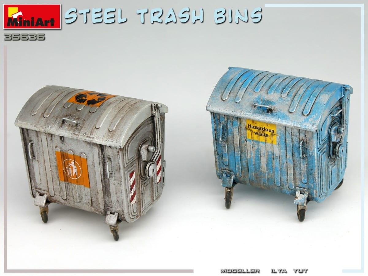 Zdjęcie dodatkowe produktu Steel Trash Bins 1:35 MiniArt 35636