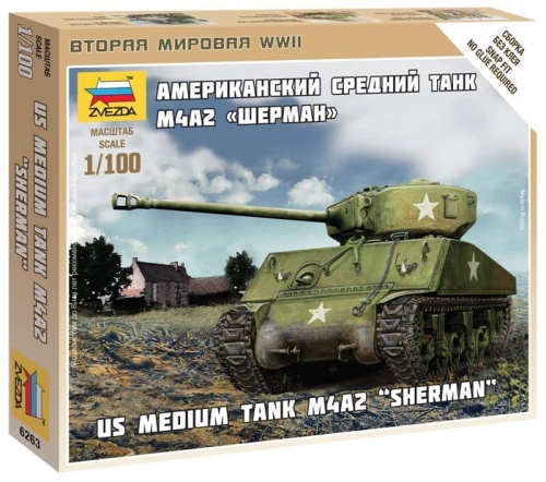 US Medium Tank M4A2 Sherman 1:100 Zvezda 6263