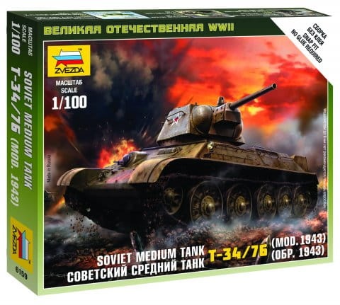 Zdjęcie główne produktu T-34-76 mod.1942 Soviet Medium Tank 1:100 Zvezda 6159