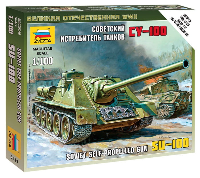 Zdjęcie główne produktu SU-100 Soviet Self-Propelled Gun 1:100 Zvezda 6211